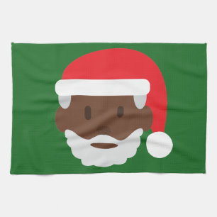 black santa claus emoji kitchen towel