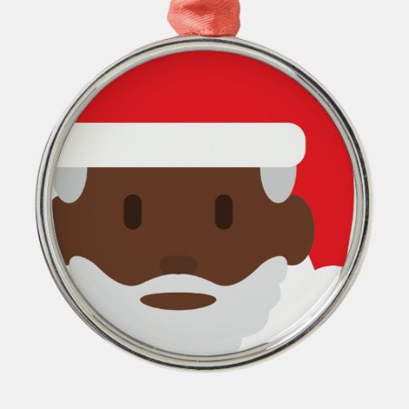 Black Santa Claus Emoji Metal Ornament