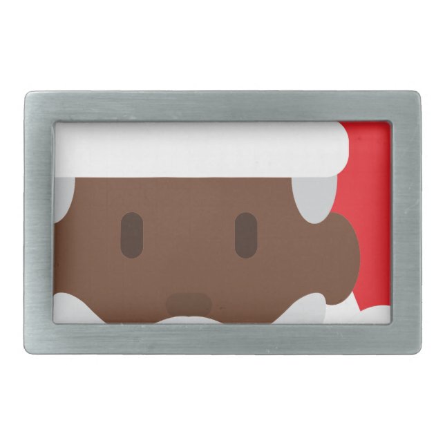 black santa claus emoji rectangular belt buckle (Front)
