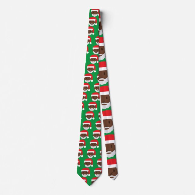 black santa claus emoji tie (Front)