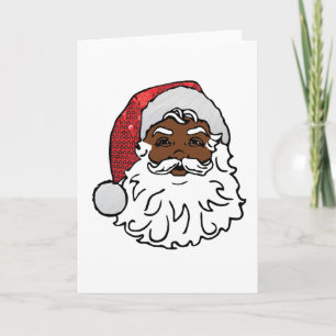 black santa claus holiday card