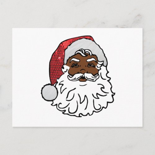 black santa claus holiday postcard