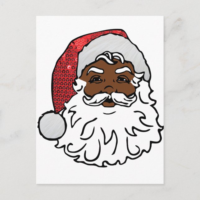 black santa claus holiday postcard (Front)