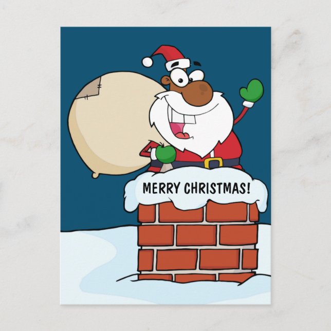 Black Santa Claus in Chimney Postcard (Front)