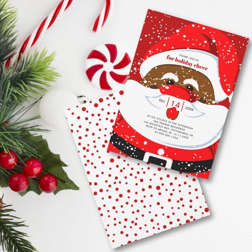Black Santa Claus in red Christmas holiday party Invitation