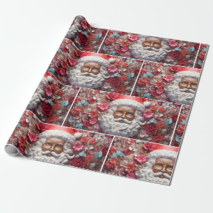 Black Santa Claus Melanin Christmas 3D St. Nick Wrapping Paper