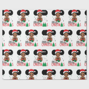 Black Santa Claus, Melanin Christmas, Ugly Xmas Sw Wrapping Paper