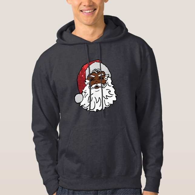 black santa claus mens hooded hoodie sweatshirt (Front)