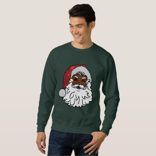black santa claus mens sweatshirt