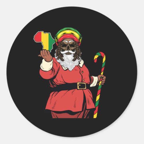 Black Santa Claus Rasta Hat Christmas Rastafarian  Classic Round Sticker