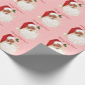 Black Santa Claus Red White Wrapping Paper (Corner)