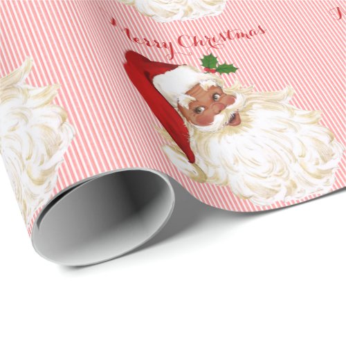 Black Santa Claus Red White Wrapping Paper