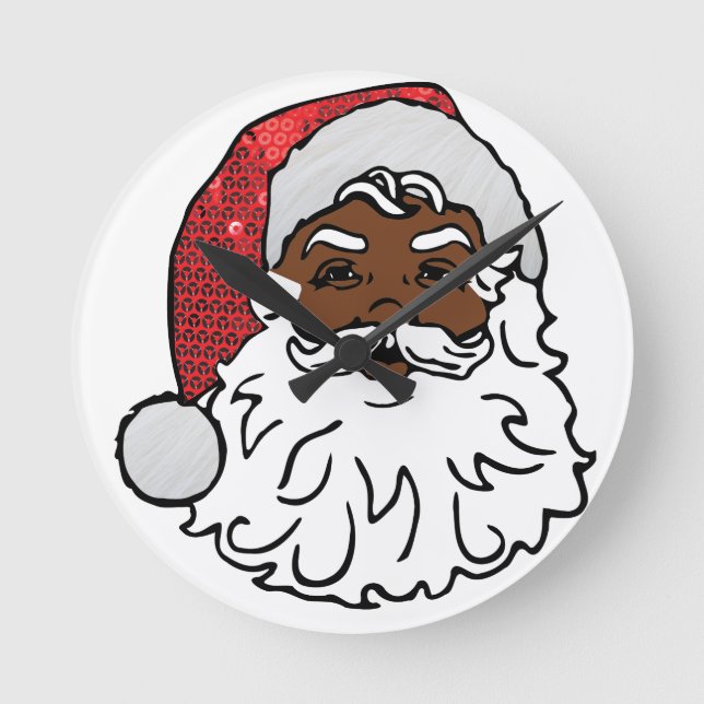 black santa claus round clock (Front)
