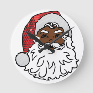 black santa claus round clock