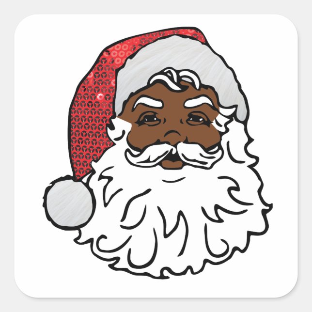 black santa claus square sticker (Front)