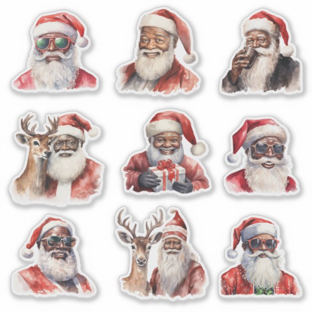 Black Santa Claus Sticker (Front)