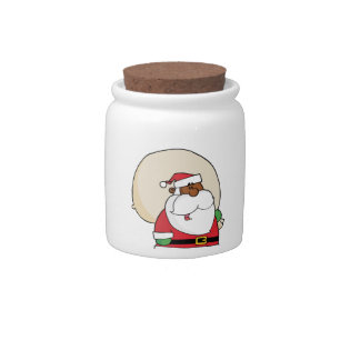 Black Santa Claus with Toy Sack Candy Jar