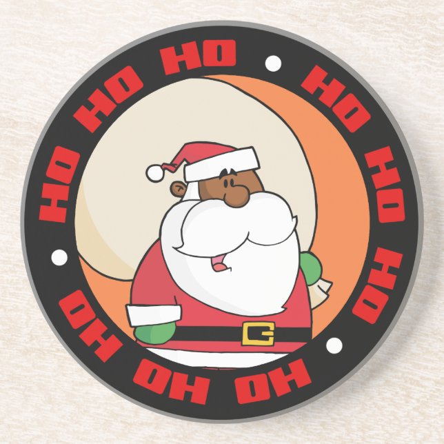 Black Santa Claus with Toy Sack Coaster (Front)