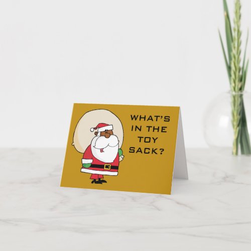 Black Santa Claus with Toy Sack Holiday Card