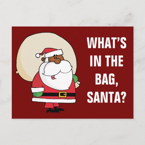 Black Santa Claus with Toy Sack Holiday Postcard
