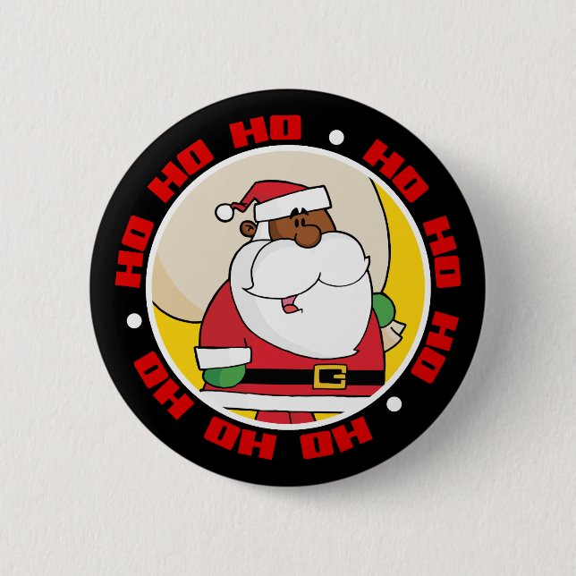 Black Santa Claus with Toy Sack Pinback Button (Front)