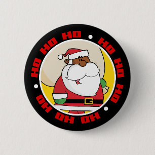 Black Santa Claus with Toy Sack Pinback Button