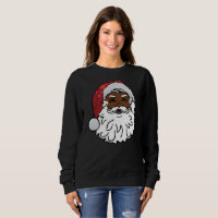 black santa claus womens sweatshirt