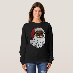 black santa claus womens sweatshirt