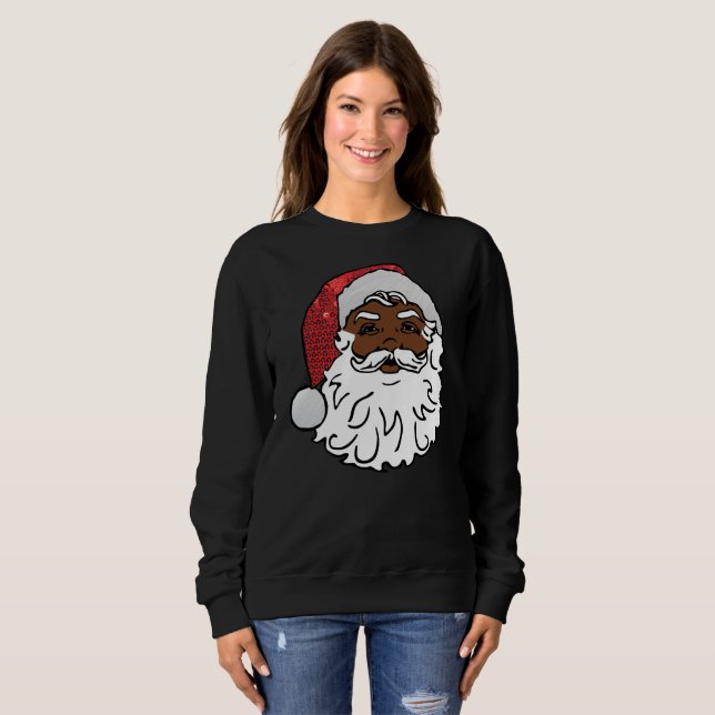 black santa claus womens sweatshirt (Front Full)