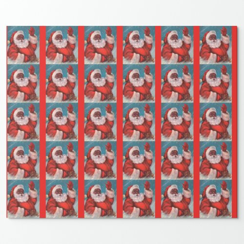 Black Santa Claus Wrapping Paper African American