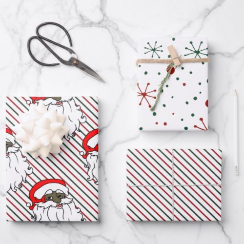 Black Santa Claus Wrapping Paper Sheets