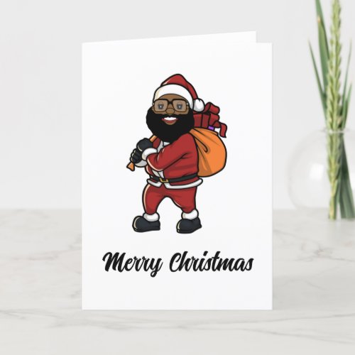 Black Santa Clause Christmas Holiday Card