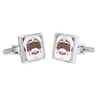 Black Santa Cufflinks Custom Christmas Cufflinks
