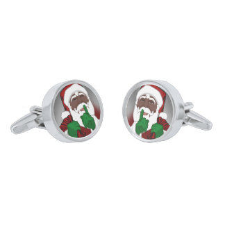 Black Santa Cufflinks Custom Christmas Cufflinks