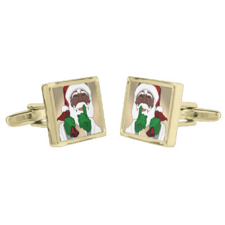 Black Santa Cufflinks Custom Christmas Cufflinks