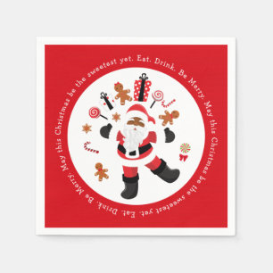 Black Santa Eat. Drink. Be Merry. Napkins