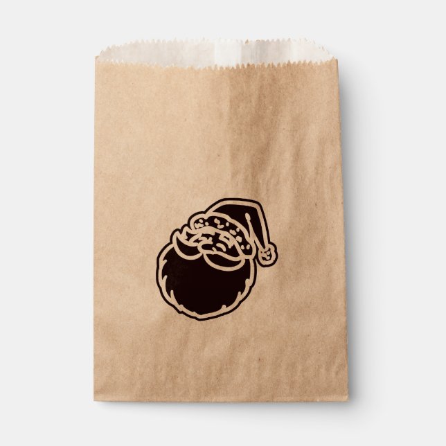 Black Santa Face Christmas Holiday Favor Treat Favor Bag (Front)