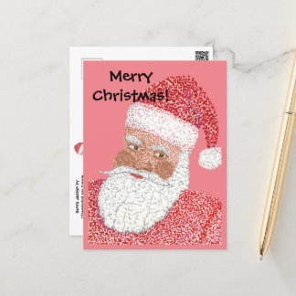 Black Santa in Pointillism Custom Postcards