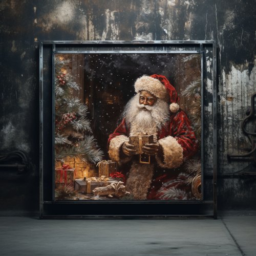 Black Santa in the Giving of Christmas Poster