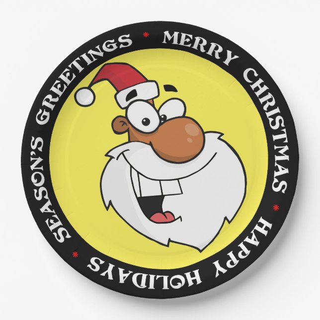 Black Santa is Making His Naughty List Paper Plates (Front)