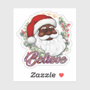 Black Santa Melanin Christmas Men Women Kids Xmas Sticker