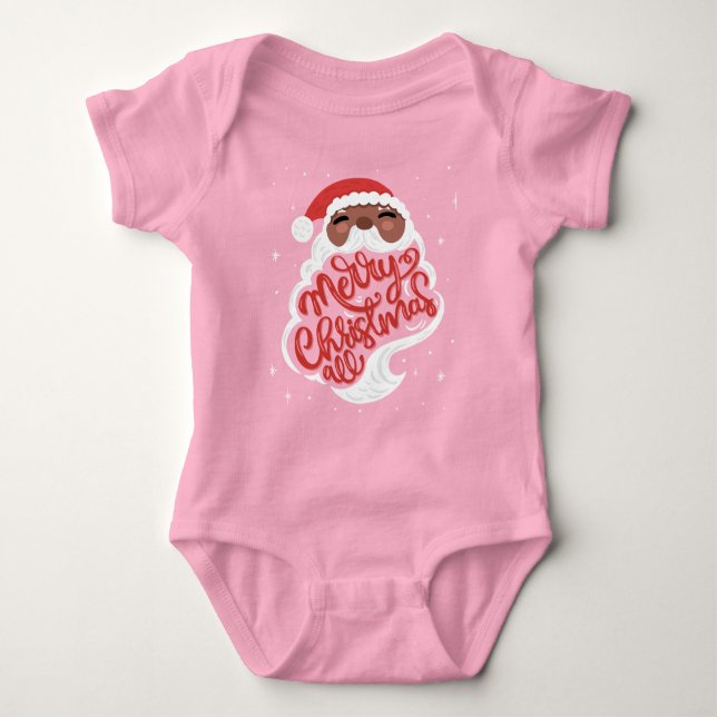 Black Santa | Merry Christmas All  Baby Bodysuit (Front)
