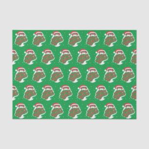 Black Santa Merry Christmas All Green Tissue Paper