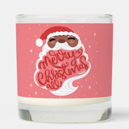 Black Santa  Merry Christmas All  Pink Scented Candle