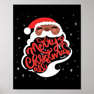 Black Santa Merry Christmas All Toddler T Shirt Poster