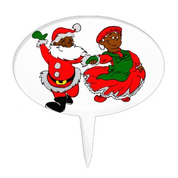 Black Santa Mrs Claus Cake Topper by funnychristmas at Zazzle