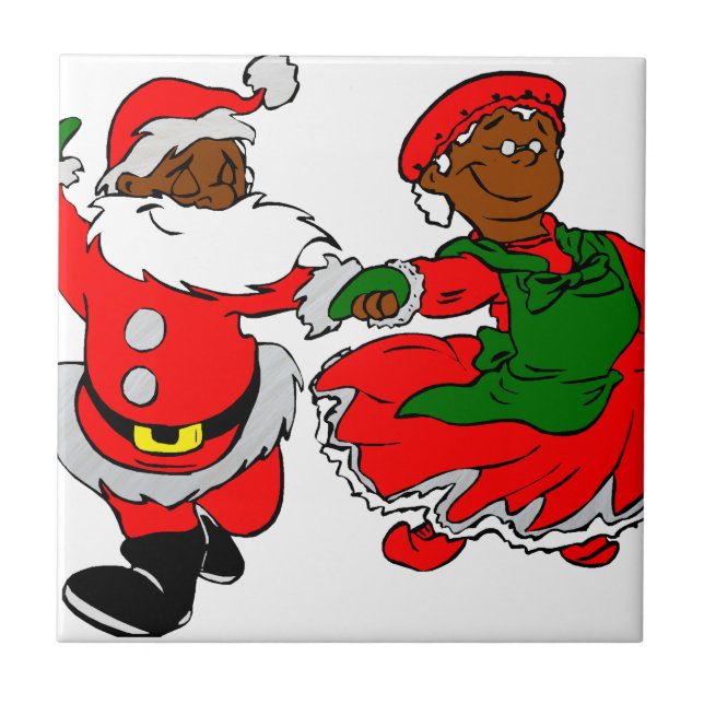 black santa mrs claus ceramic tile (Front)