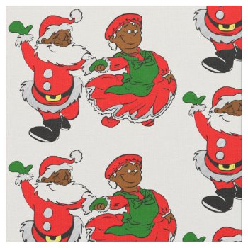 Black Santa Mrs Claus Fabric by funnychristmas at Zazzle
