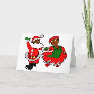 black santa mrs claus holiday card
