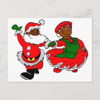 Black Santa Mrs Claus Holiday Postcard by funnychristmas at Zazzle